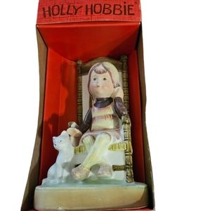 Holly Hobbie Vintage 70s Ceramic Figurine Girl & Cat From American Greetings
